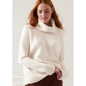 Athleta Alpine Turtleneck Sweater Womens XS Ivory Merino Wool Cashmere Soft